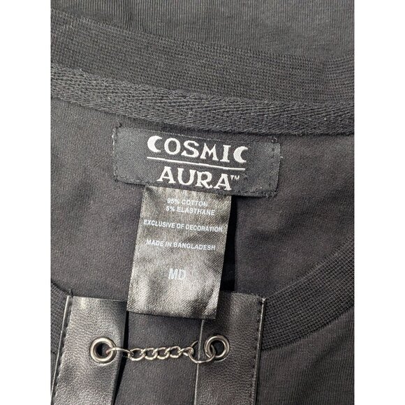 Cosmic Aura Crop Top Size M Skull Rose Chains Distressed Whimsigoth Festival Y2K - Picture 7 of 8